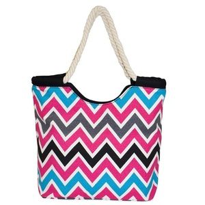 CHEVRON PRINT CANVAS TOTE BAG